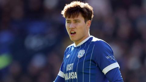 Rubin Colwill in action for Cardiff this season