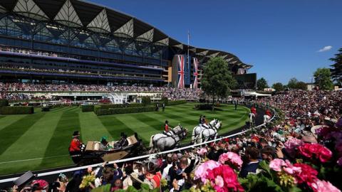 A general view picture of the Royal carriage at Royal Ascot on a clear summer's day.