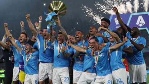 Napoli with the Serie A trophy