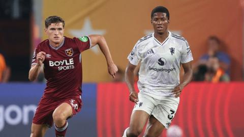 Manchester United striker Chido Obi in action against West Ham in the Premier League Summer Series