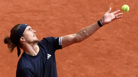 Alexander Zverev hits a forehand