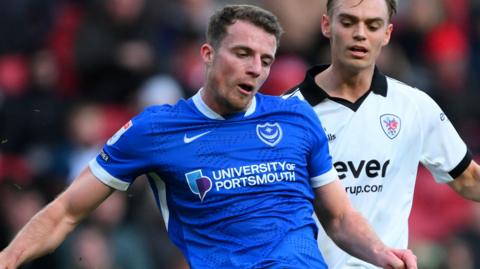 Portsmouth centre-back Conor Shaughnessy in action during the 5-0 defeat at Bristol City