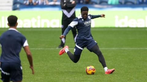 Josh Maja of West Bromwich Albion during an open training session