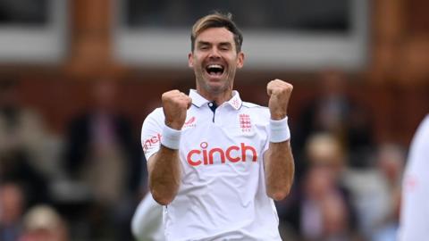 James Anderson celebrates a wicket