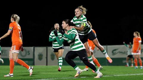 Telma Encarnacao celebrates the first of her goals 