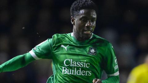 Michael Baidoo in action for Plymouth