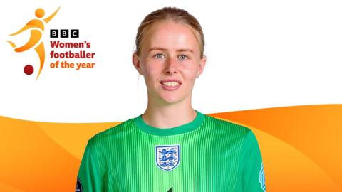 A graphic with the BBC Women's Footballer of the Year logo and a picture of Hannah Hampton