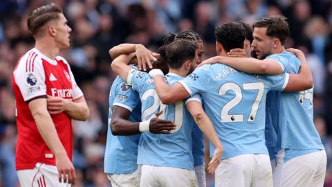 Manchester City players celebrate