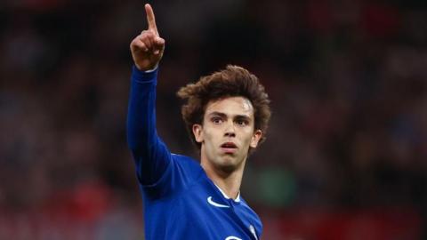 Joao Felix celebrates a goal for Chelsea