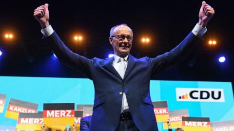 Friedrich Merz at a rally in the city of Oberhausen