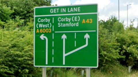 A43 road sign