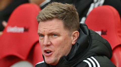 Eddie Howe on the bench at Sunderland's Stadium of Light