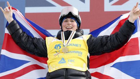 Mia Brookes wins the gold medal during the FIS Snowboard World Championships Women's Slopestyle on February 27, 2023 in Bakuriani, Georgia.