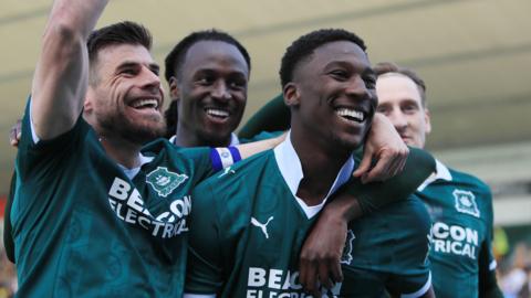 Plymouth Argyle players celebrate