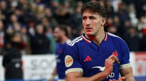 Oscar Jegou playing for France in the 2026 Six Nations