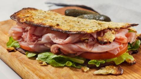 Cottage cheese flatbread with ham salad