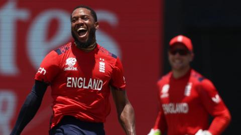 Chris Jordan celebrates hat-trick