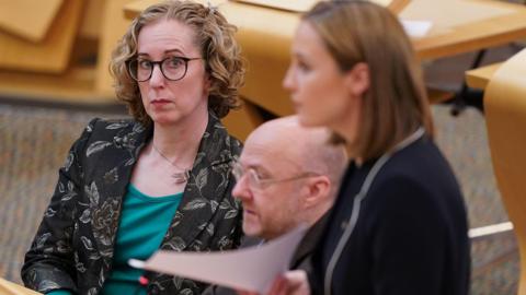 Lorna Slater, Patrick Harvie and Mairi McAllan