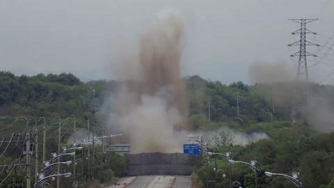 Road blows up in North Korea