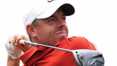 Rory McIlroy hits a tee shot