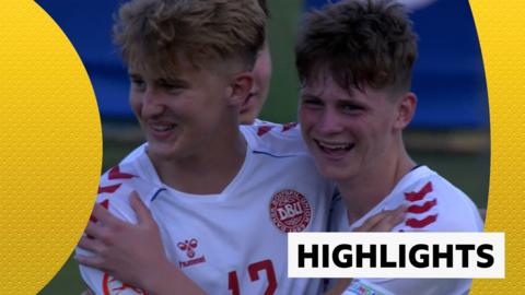 Sofus Johannesen celebrates scoring Denmark's second goal