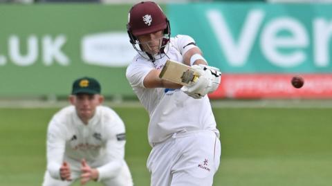Archie Vaughan batting for Somerset