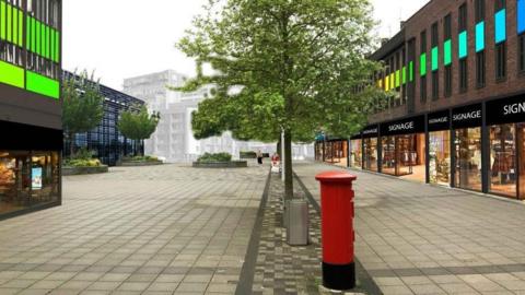 A computer-generated image of Billingham town centre following proposed development.