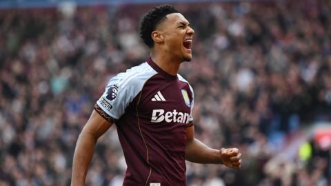 Ollie Watkins celebrates scoring for Villa