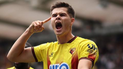 Luca Kjerrumgaard is on loan at Watford from Udinese