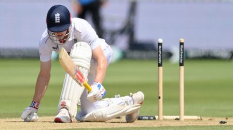 England batter Harry Brook is bowled