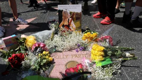 Flowers at Dolly Parton's Hollywood Walk of Fame star