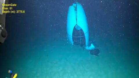 Footage from a remotely operated vehicle shows, what the Coast Guard Marine Board of Investigation says is the debris of the Titan submersible that imploded while diving to the wreck of the Titanic, on the seafloor, September 18, 2024, in this screengrab from a handout video. 