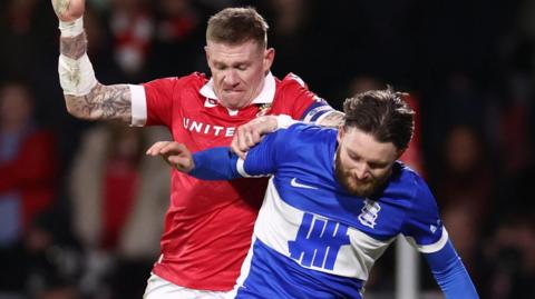 James McClean (left) of Wrexham and Alfie May of Birmingham City