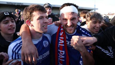 Macclesfield player Paul Dawson celebrates