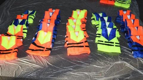 Children's life jackets seized by the National Crime Agency and European law enforcement.