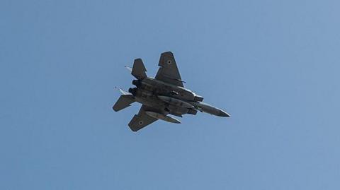 An Israeli F-15 fighter jet seen from below - two crew members from a similar plane were rescued from inside Iran over the weekend 