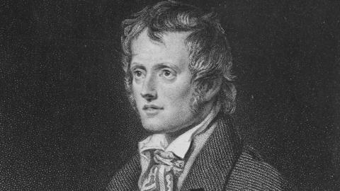 Black and white etching of the 19th Century nature poet, John Clare