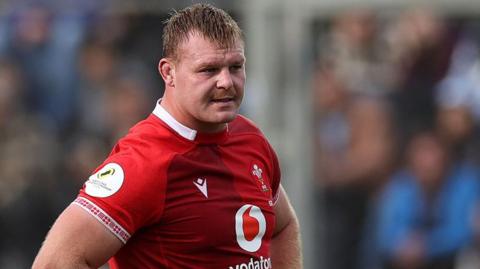 Dewi Lake in Wales' red kit in the Test defeat by Argentina