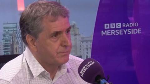 Steve Rotheram in a BBC Radio Merseyside studio