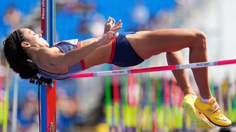 Katarina Johnson-Thompson in the heptathlon high jump
