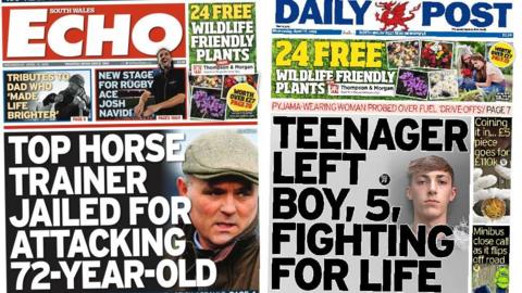 Front pages of the South Wales Echo and Daily Post