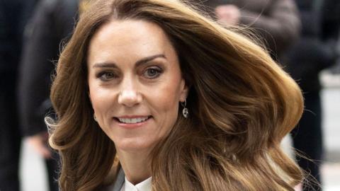 Princes of Wales Catherine arrives at Salesforce Tower in London to attend summit to encourage business leaders to invest in early childhood on 18 November 2025