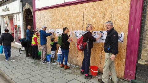 The protesters' clean-up