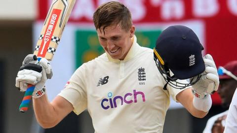 England batter Zak Crawley celebrates his century