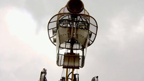 The mechanical miner is visiting key areas linked to Wales' industrial past