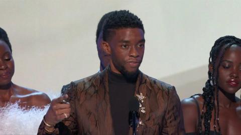 Actor Chadwich Boseman giving speech