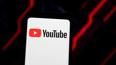 YouTube logo on phone