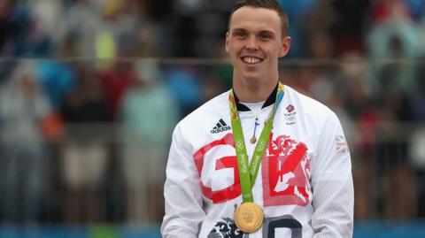 Joe Clarke with his gold medal at Rio 2016