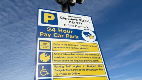 A sign at the Copeland Street car park in Derby