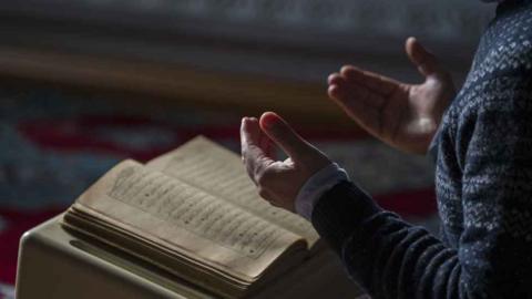 A Muslim man at prayer